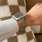 Correa de acero inoxidable para Apple Watch, malla de cinco hileras con carcasa integrada, modelo Payda