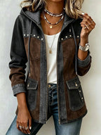 Kapuzenjacke in Marine und Camel