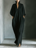Vestido Maxi Kimono de Mezcla de Algodón