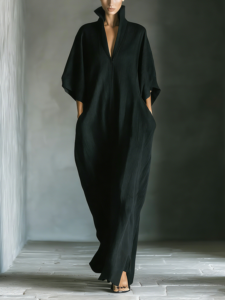 Vestido Maxi Kimono de Mezcla de Algodón