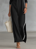 Vestido Maxi Sudadera con Ribete Blanco