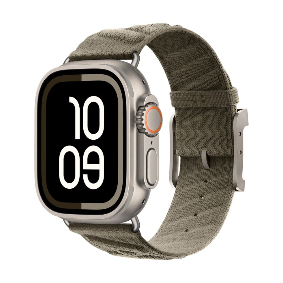 Correa de nylon trenzado para Apple Watch, motivo de olas y H en relieve, hebilla de espiga, modelo Esmeralda