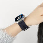 Correa de nylon trenzado para Apple Watch, motivo de olas y H en relieve, hebilla de espiga, modelo Esmeralda