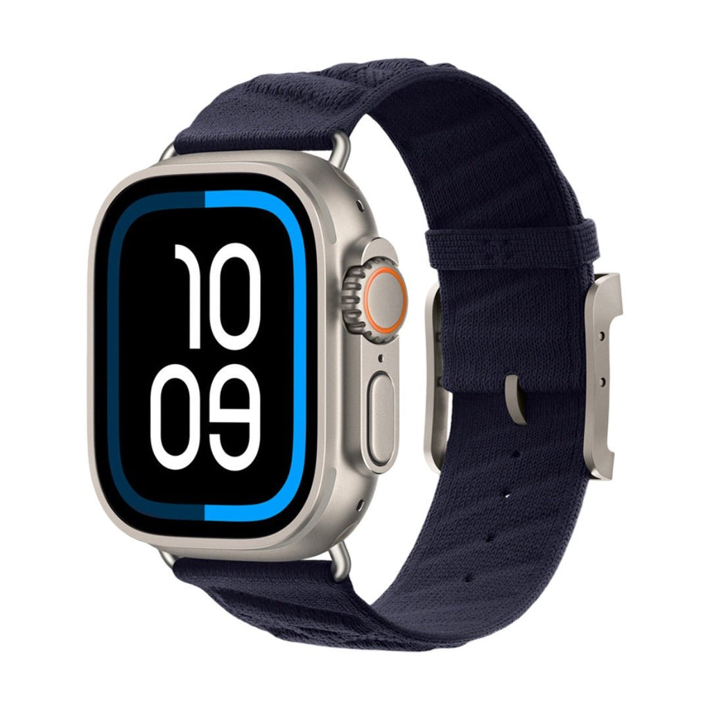 Correa de nylon trenzado para Apple Watch, motivo de olas y H en relieve, hebilla de espiga, modelo Esmeralda