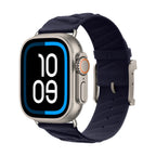 Correa de nylon trenzado para Apple Watch, motivo de olas y H en relieve, hebilla de espiga, modelo Esmeralda