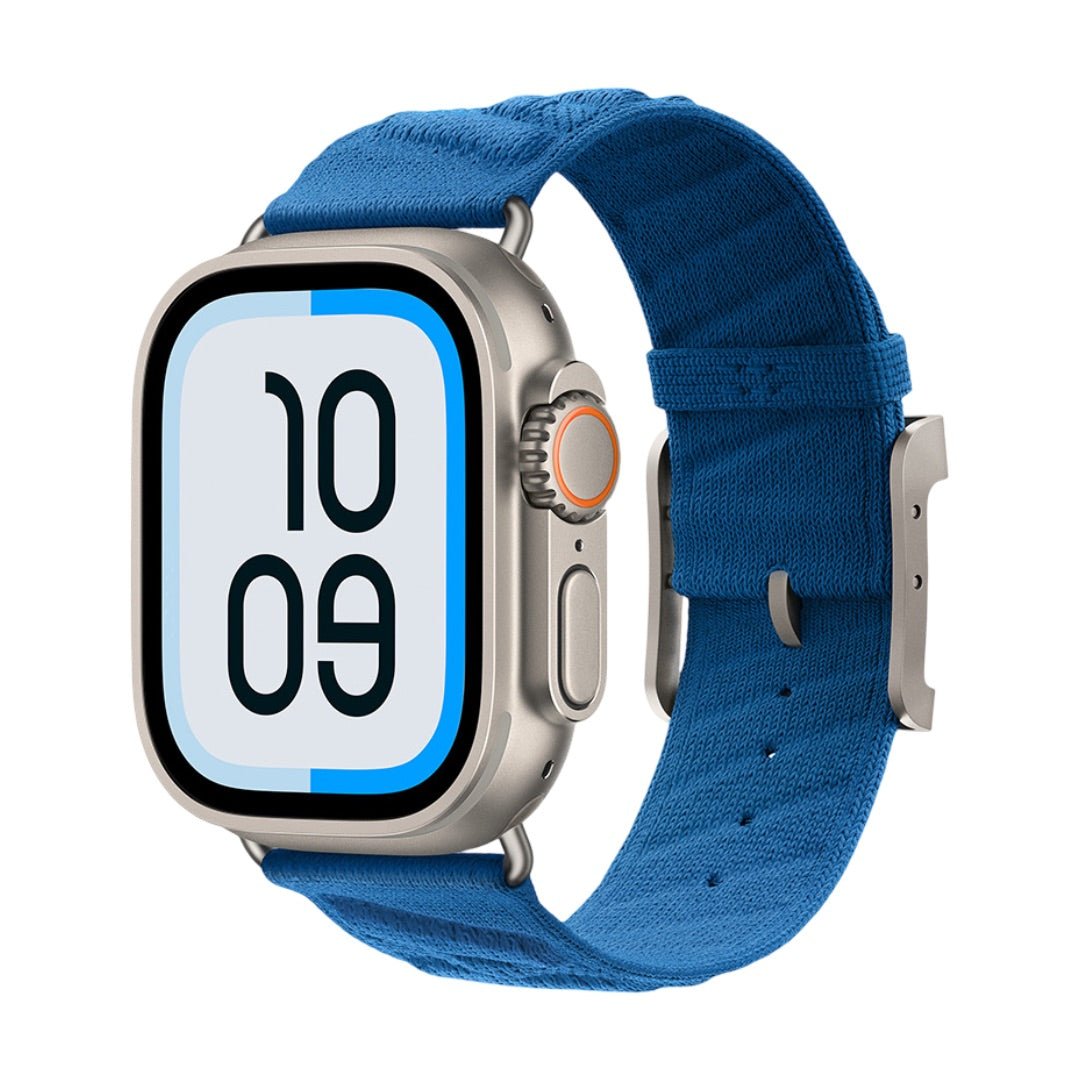 Correa de nylon trenzado para Apple Watch, motivo de olas y H en relieve, hebilla de espiga, modelo Esmeralda