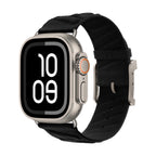 Correa de nylon trenzado para Apple Watch, motivo de olas y H en relieve, hebilla de espiga, modelo Esmeralda