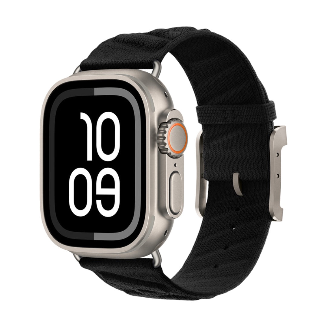 Correa de nylon trenzado para Apple Watch, motivo de olas y H en relieve, hebilla de espiga, modelo Esmeralda