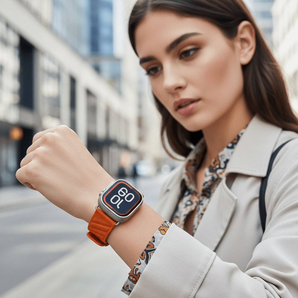 Correa de nylon trenzado para Apple Watch, motivo de olas y H en relieve, hebilla de espiga, modelo Esmeralda