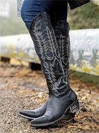 Vintage Western Thigh-High Boots with Embroidery