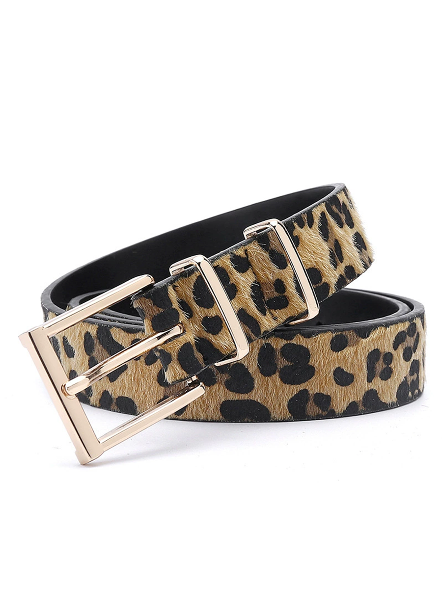 Cinturón de pelo estampado de leopardo