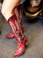 Vintage Western Thigh-High Boots with Embroidery