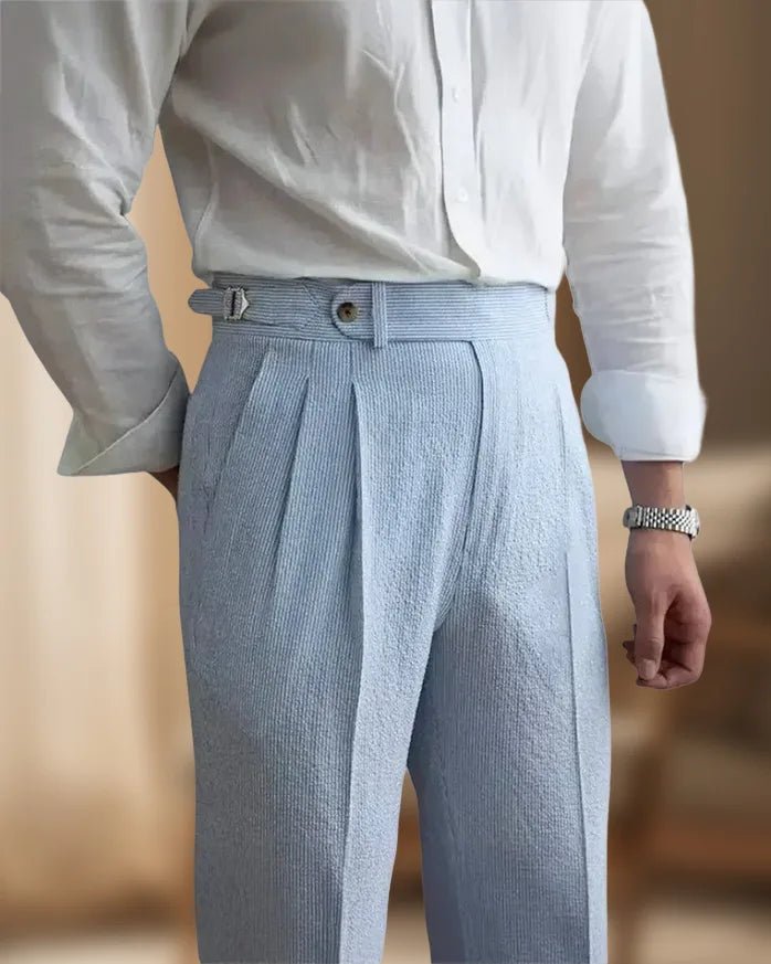 Pantalón con pinzas de seersucker Levoir - LOVRA DESIGN