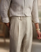 Pantalón de lino con pinzas Monaco - LOVRA DESIGN