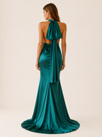 Fiona | Plunge Neck Satin Maxi Dress