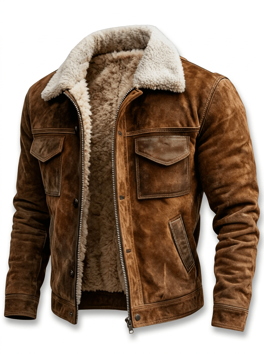 Chaqueta de polipiel con forro sherpa - LOVRA DESIGN