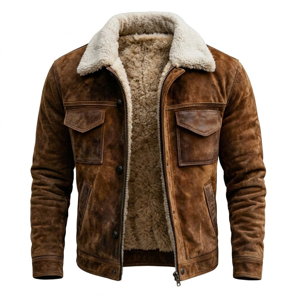 Chaqueta de polipiel con forro sherpa - LOVRA DESIGN