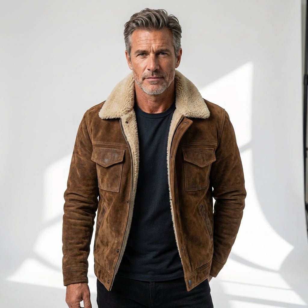 Chaqueta de polipiel con forro sherpa - LOVRA DESIGN