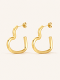 Idelle | Open Heart Hoop Earrings with Polished Finish
