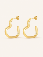 Idelle | Open Heart Hoop Earrings with Polished Finish
