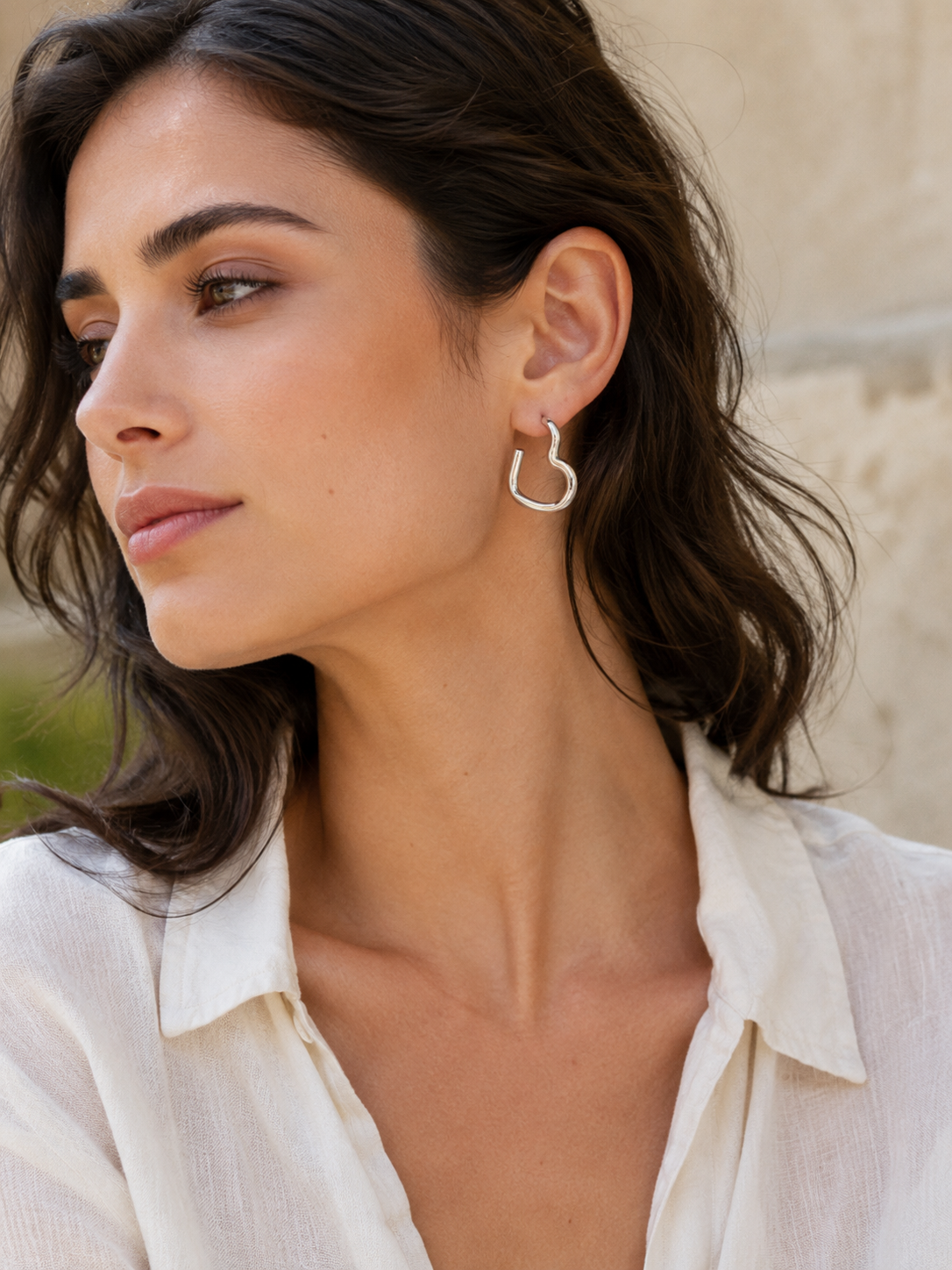 Idelle | Open Heart Hoop Earrings with Polished Finish