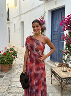 Vestido Maxi Tie-Dye de Un Hombro Elara