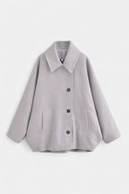 Ambreline Mid-Length Wool Batwing Coat with Notched Collar