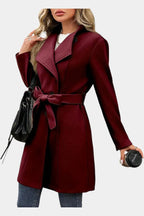 Yuliana Long Coat with Buttons and Tied Waist