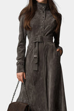 Ambria Long Western Chic Coat with Slim Silhouette