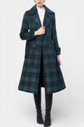 Lara Long Crossed Coat in Blue-Green
