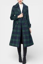 Lara Long Crossed Coat in Blue-Green