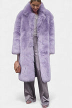 Pierette Long Coat in Synthetic Fur Lavender