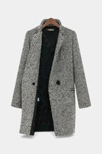 Snezhana Elegant Long Houndstooth Coat
