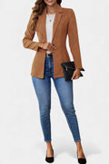 Rhéane Long Blazer with Notched Lapels and Single Button Closure