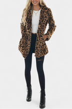Abrigo Largo de Leopardo de Pelo Sintético