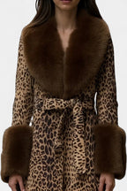 Marguerite Leopard Print Plush Coat with Relaxed Fit
