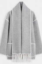 Pauline Coat with Integrated Scarf and Fluid Silhouette