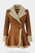 Lucile Button Coat with Faux Fur Detail