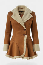 Lucile Button Coat with Faux Fur Detail