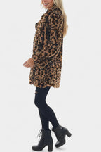 Abrigo Largo de Leopardo de Pelo Sintético