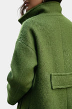 Camile Long Oversized Double-Breasted Coat with Notched Collar