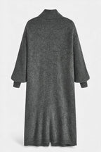 Clarisse Long Knit Coat with Soft Turtleneck and Button Closure