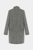 Snezhana Elegant Long Houndstooth Coat