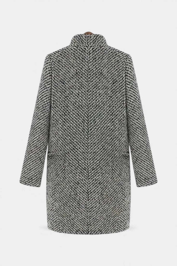 Snezhana Elegant Long Houndstooth Coat