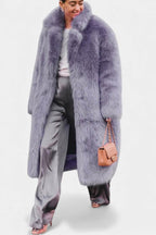 Pierette Long Coat in Synthetic Fur Lavender