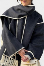 Pauline Coat with Integrated Scarf and Fluid Silhouette