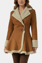 Lucile Button Coat with Faux Fur Detail