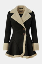 Lucile Button Coat with Faux Fur Detail