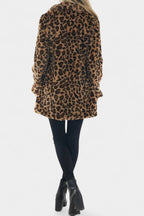 Abrigo Largo de Leopardo de Pelo Sintético