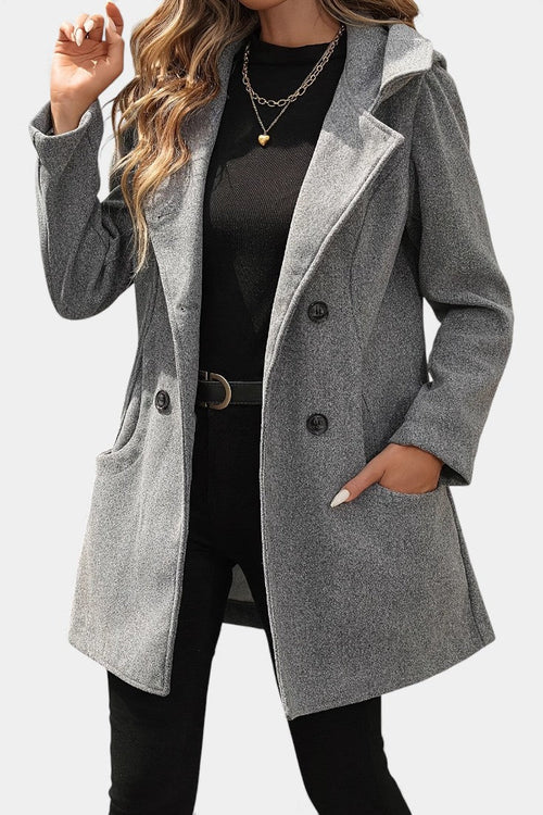 Double-Breasted Hooded Coat